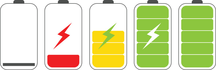 Battery icon set. battery charge level. battery Charging icon vector 