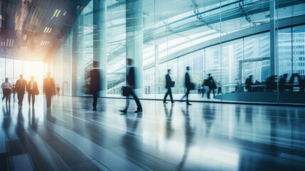 Blurred business people. Long exposure shot of crowd of business people