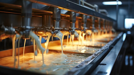 Cooking Milk in Stainless Steel Tank for Cheese in factory Food Industry.