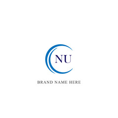 NU logo. N U design. White NU letter. NU, N U letter logo design. Initial letter NU linked circle uppercase monogram logo. N U letter logo vector design. 