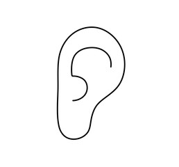 Vector isolated one single simple minimal human ear colorless black and white contour line easy drawing