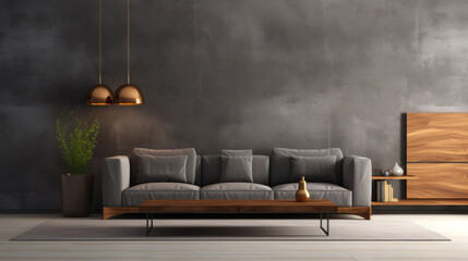 Luxury living room interior. Concrete walls and empty background for your design