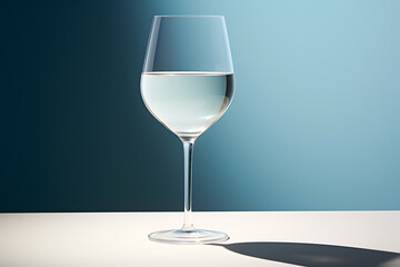 wine glass on blue background