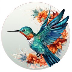 Hummingbird clipart on white background.