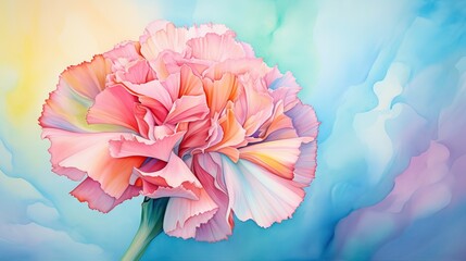  a painting of a large pink flower on a blue background.  generative ai