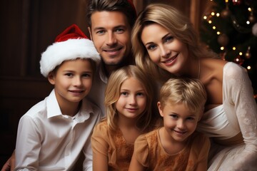 Obraz na płótnie Canvas Happy family at Christmas.