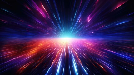 Obraz premium Abstract light pulses within optical fiber, vivid colors dance, futuristic technology, laser beams.