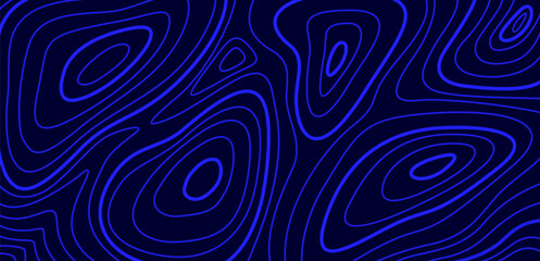 Fototapeta na wymiar Topographic map texture. Blue radar. Abstract linear background. Vector print of waves. Blue lines on black background.