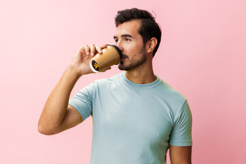 Drink man coffee paper mug t-shirt tea hot energy studio cup