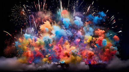 Obraz na płótnie Canvas new year vibrant fireworks in the night sky