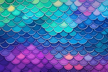 Mermaid scales quirky doodle pattern, wallpaper, background, cartoon, vector, whimsical Illustration