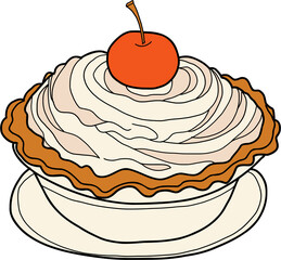 doodle freehand sketch drawing of cherry pie.