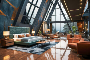 Luxurious relaxing bedroom with minimal d&eacute;cor