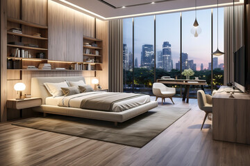 Luxurious relaxing bedroom with minimal décor