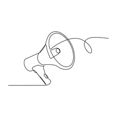 Megaphone continuous line drawing. One single contour art