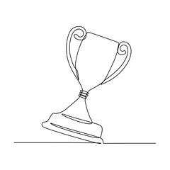 Trophy one line drawing. Continuous contour line art. Winner metaphor object
