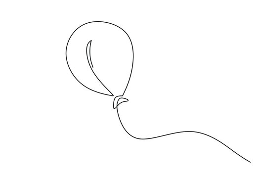 Continuous one line drawing balloon. Simple holiday object element