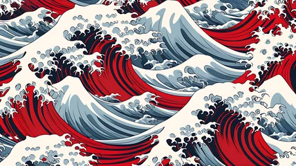 Foto op Canvas Abstract background from Japanese pattern sea wave © ritfuse