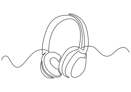 Headphone continuous one line drawing