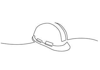 Safety helmet continuous one line drawing