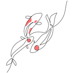 Koi fish one continuous line drawing