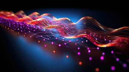 Ultra-thin strands transport light waves for telecommunications, offering efficient data connectivity. - obrazy, fototapety, plakaty