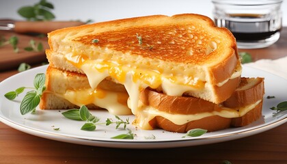 Perfectly grilled cheese sandwich on a white plate