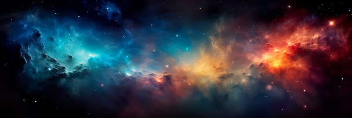 celestial background with a breathtaking view of a distant galaxy and colorful nebulae for space enthusiasts.