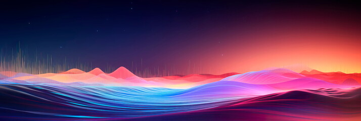 abstract data visualization backdrop with data waves crashing on a digital shore