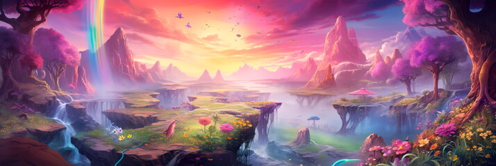 A dreamlike watercolor realm where surreal creatures and landscapes represent the pursuit