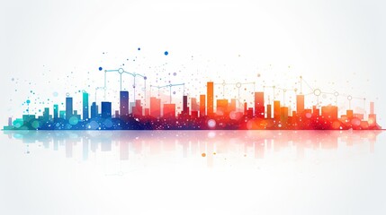 a city skyline is shown with a lot of dots on it.  generative ai