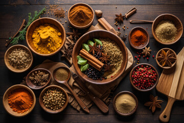 A Group Of Spices Sit On A Table