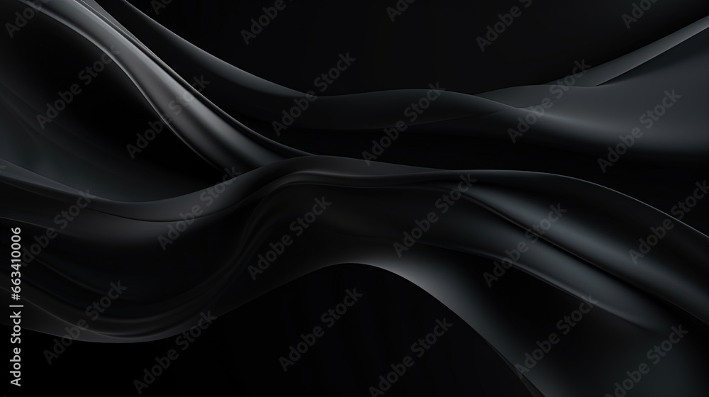 Poster a black background with a wavy design on the top of it. generative ai