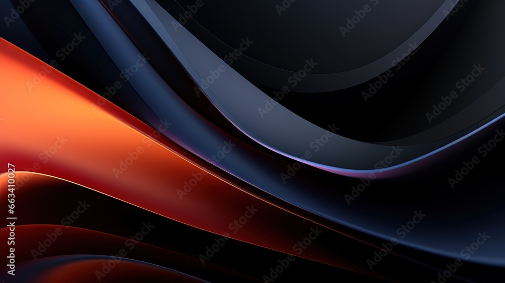 Poster a black and orange abstract background with a curvey design. generative ai