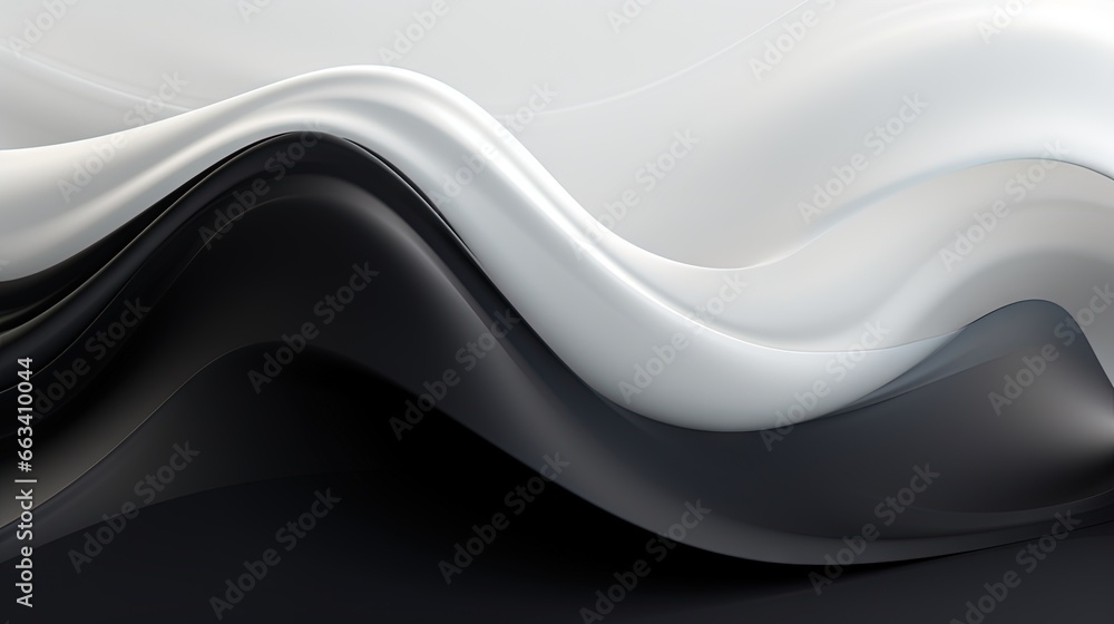 Poster a black and white abstract background with wavy lines and curves. generative ai