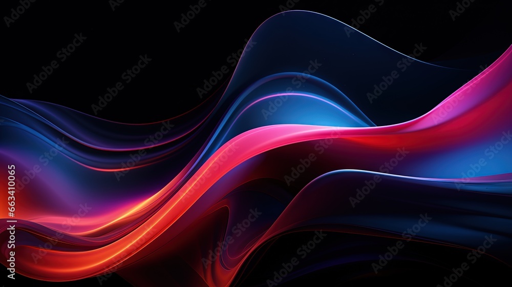 Aufkleber an abstract background with a wavy design in blue, pink and red. generative ai