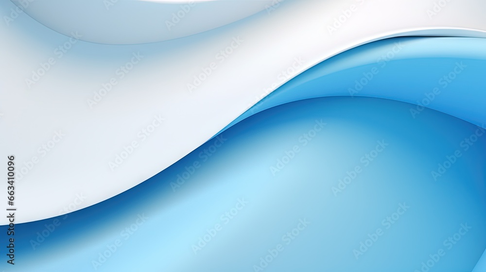 Poster a blue and white abstract background with a smooth wave design. generative ai