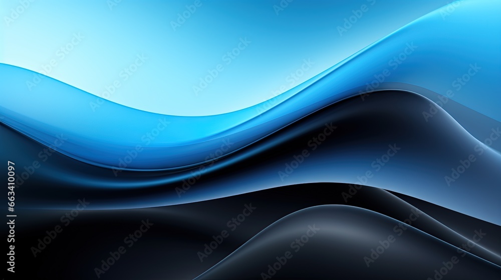 Aufkleber a blue and black abstract background with waves and waves on it. generative ai