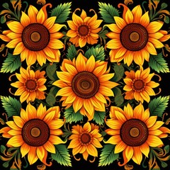 Sunflower flower pattern image design.
