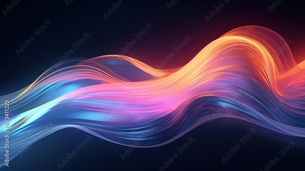 Poster a colorful wave of light on a black background with a black background. generative ai