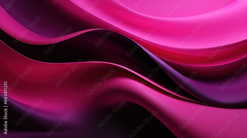Poster  a pink and black background with wavy lines and curves on it.  generative ai
