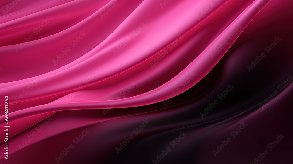 Poster a pink and black background with wavy lines on the bottom. generative ai
