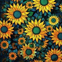 Sunflower flower pattern image design.