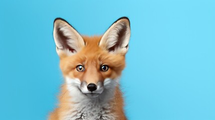 Fototapeta premium Curious fox on yellow background