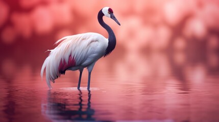 Majestic crane on sea background