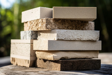 Hemp-based building materials stacked, showcasing their strength and eco-friendly properties for construction. 