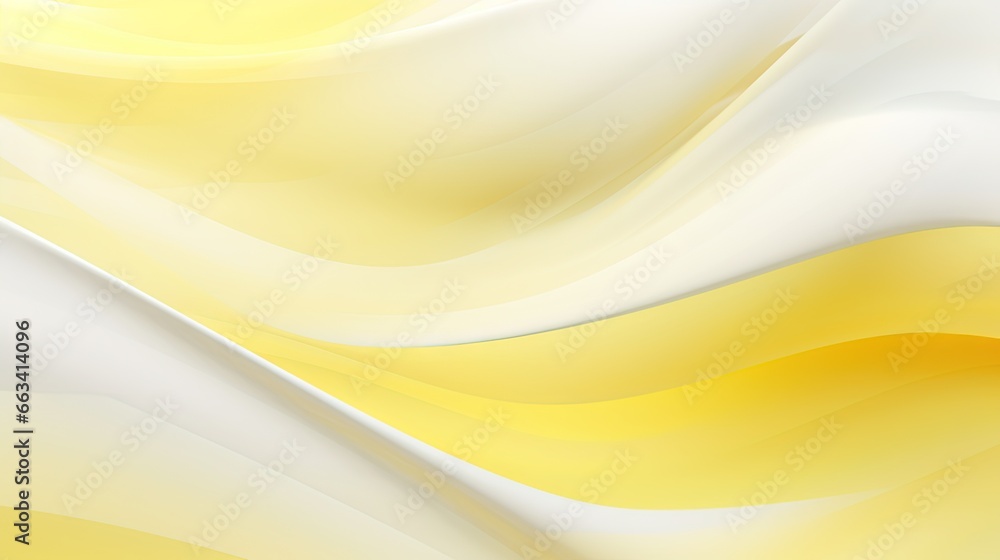 Poster a yellow and white abstract background with smooth lines and curves. generative ai