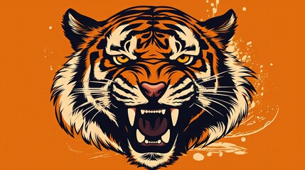  a tiger's face with a grungy effect.  generative ai