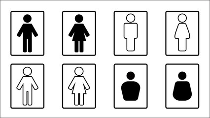 Male and female, man and woman icons using black and white color with png format