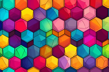 Hexagon quirky doodle pattern, wallpaper, background, cartoon, vector, whimsical Illustration